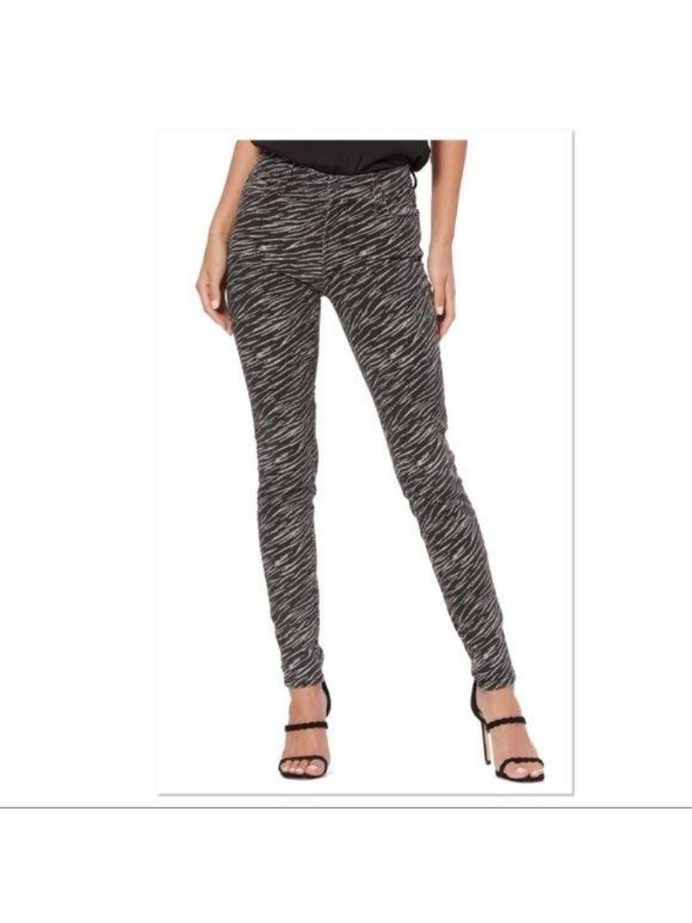 NEW PAIGE Hoxton Skinny Jeans Womens 24 Zebra Print Edgy Punk Statement
